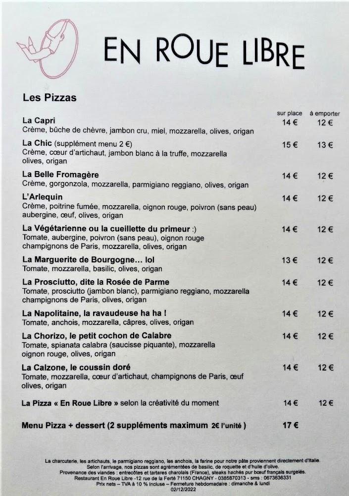 Pizzeria En Roue Libre - Menu Image 1